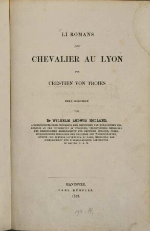 Li romans dou Chevalier au Lyon