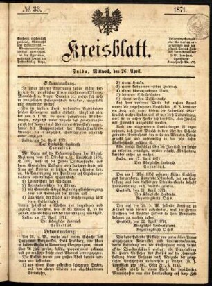 Ausgabe vom Mittwoch, den 26. April 1871.