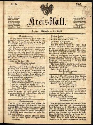 Ausgabe vom Mittwoch, den 26. April 1871.