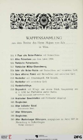 Waffensammlung (Nr. 554-675)
