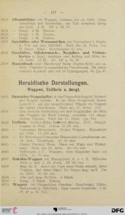 Heraldische Darstellungen. Wappen, Exlibris u. dergl. (Nr. 2660-2675)