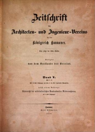Zeitschrift des Architekten- und Ingenieur-Vereins für das Königreich Hannover. 5. 1859