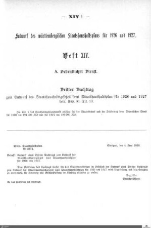 Staatshaushaltsplan 1926-1927, Heft 14