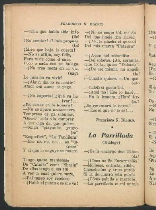 La Parrillada : (Diálogo)