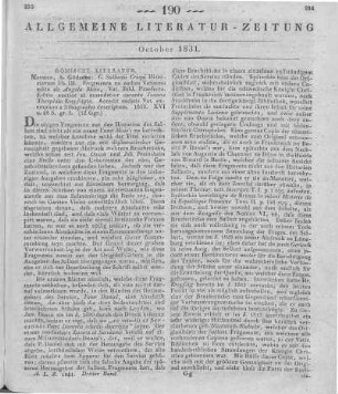 Sallustius Crispus, G.: Historiarum lib. III fragmenta. Hrsg. v. J. G. Kreyssig. Meissen: Gödsche 1830