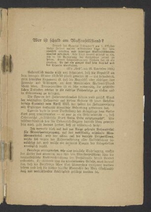 Wer ist schuld am Waffenstillstand?
