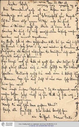 Postkarte vom 22.10.1908