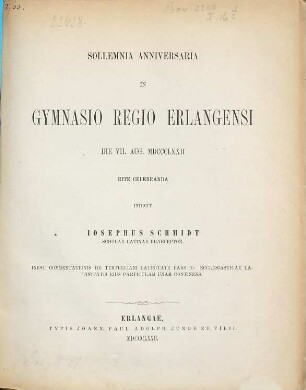 Commentatio de latinitate Tertullianea, 2