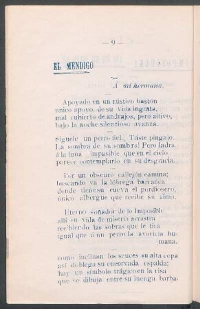 El mendigo : Á mi hermana.
