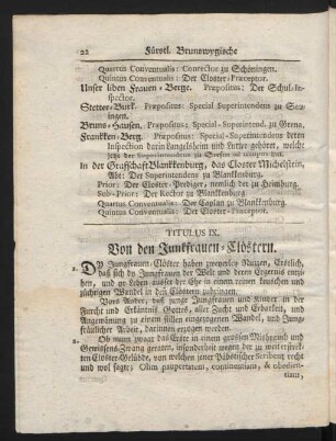 Titulus IX. Von den Junkfrauen-Clöstern.