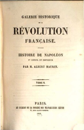 Galerie historique de la révolution française, 5. Histoire de Napoleon