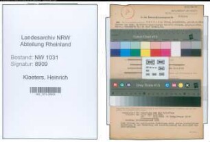Entnazifizierung Heinrich Kloeters , geb. 11.04.1913 (Zollbeamter)