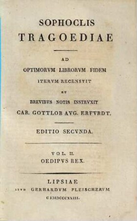 Sophoclis tragoediae, 2.. Oedipus rex