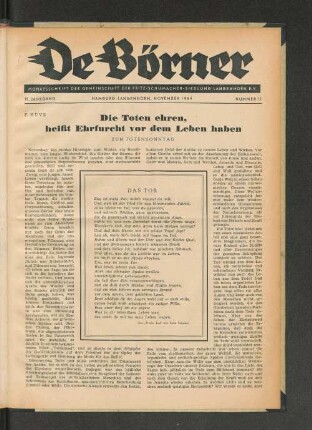 19. Jahrgang, Hamburg-Langenhorn, November 1954, Nummer 11