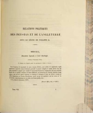 Relations politiques des Pays-Bas et de l'Angleterre sous le règne de Philippe II, 7