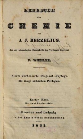 Lehrbuch der Chemie, 1. Band