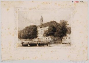 Das zweite Neustädter Rathaus auf dem Neustädter Markt und der Hauptstraße in Dresden, Blick nach Südwesten, 1754 errichtet