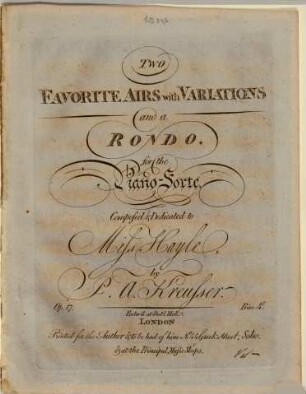 Two favorite airs with variations and a rondo : for the piano-forte ; op. 17