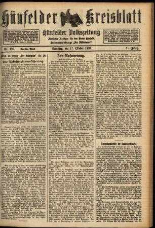 Zweite Ausgabe vom Samstag, den 17. Oktober 1925.