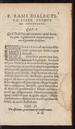 P. Rami Dialecticae Liber Primus De Inventione.