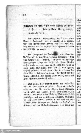 Erklärung des Grundrisses eines Theiles der Stadt Erfurt, der Festung Petersberg, und der Cyriaksburg