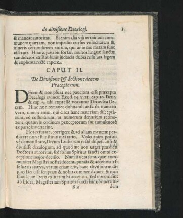 Caput II. De Divisione & Sectione decem Praeceptorum.
