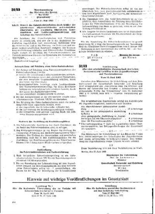 Hinweis auf wichtige Veröffentlichungen im Gesetzblatt