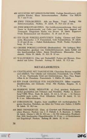 Metallarbeiten (Nr. 414-429)