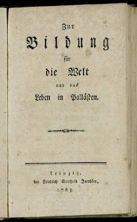 Zur Bildung für die Welt und das Leben in Pallästen