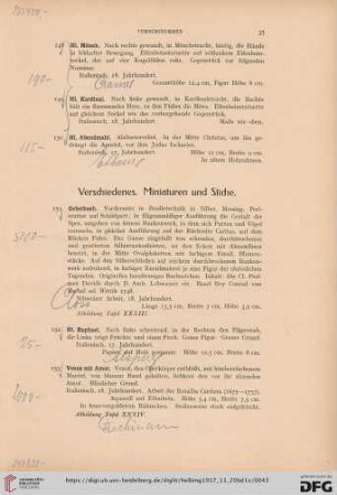 Verschiedenes. Miniaturen und Stiche (Nr. 151-160)