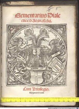 Elementarius Dialectice d. Joan. Eckii
