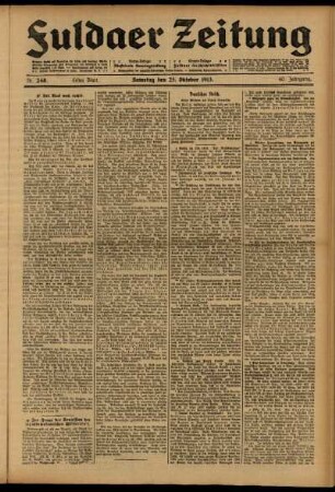 Erste Ausgabe vom Samstag, den 25. Oktober 1913.