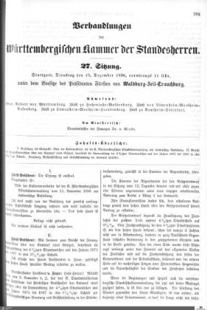 27. Sitzung, Stuttgart, 15.12.1896