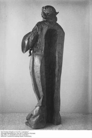 ehem. Ritterstiftskirche; Figur der hl. Katharina, Rückseite