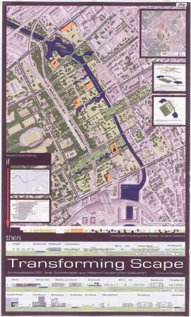 Quartier am Hauptbahnhof, Berlin Schinkelwettbewerb 2007: Lageplan 1:2000, Schnitte 1:1000, Schemata
