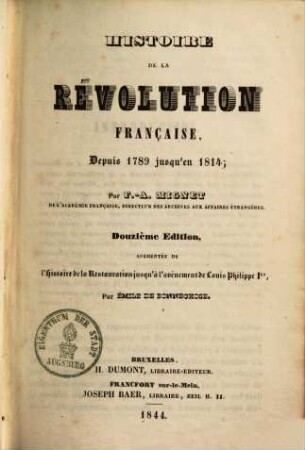 Histoire de la révolution française : depuis 1789 jusqu'en 1814