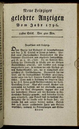 89stes Stück. Den 4ten Nov.
