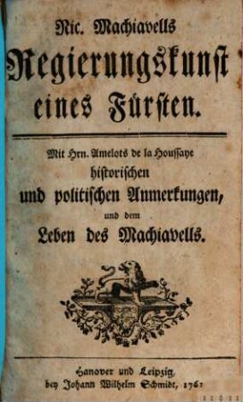 Regierungskunst eines Fürsten