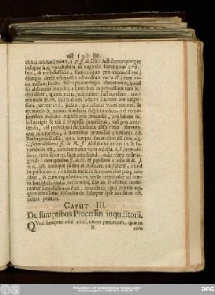 Caput III. De sumptibus Processus inquisitorii.