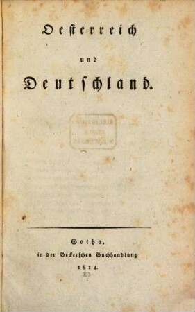 Oesterreich und Teutschland