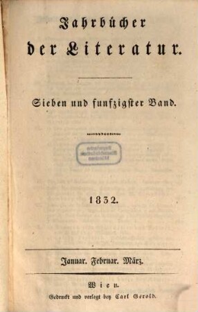 Jahrbücher der Literatur. 57. 1832