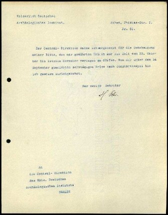 Bericht des zweiten Sekretars an die Zentral-Direktion