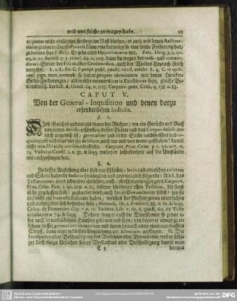 Caput V. Von der General-Inquisition und denen darzu erforderlichen Indiciis