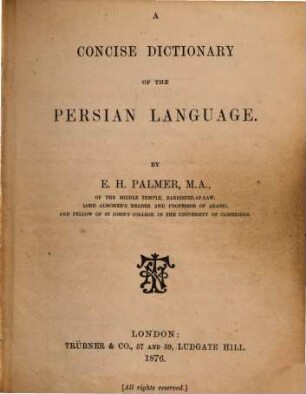A Concise Dictionary of the Persian Language