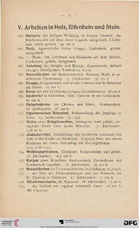 V. Arbeiten in Holz, Elfenbein und Stein (Nr. 162-209)