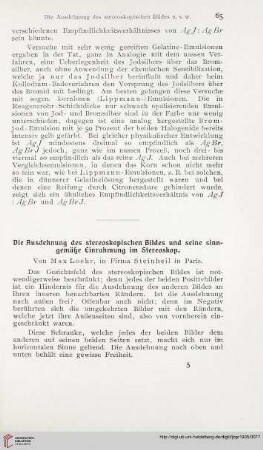 19: Die Ausdehnung des stereoskopischen Bildes und seine sinngemäße Einrahmung im Stereoskop