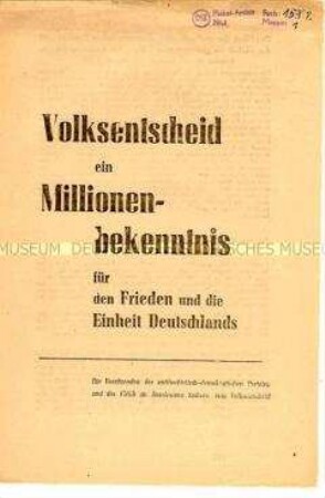 Propagandaschrift zum Volksentscheid in Sachsen