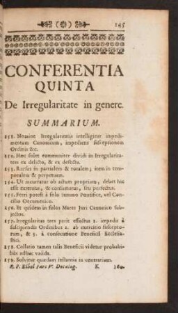 Conferentia Quinta De Irregularitate in genere