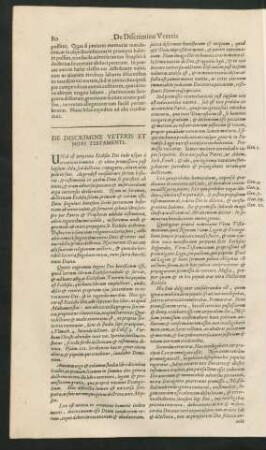 De Discrimine Veteris Et Novi Testamenti.