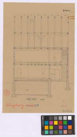 Pinzberg (Landkreis Forchheim): Bauernhaus. Haupthaus (Längsschnitt)